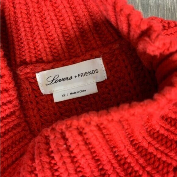 Revolve Lovers and Friends Women’s Sweater Chunky Knit Shredded Distressed Red - Picture 9 of 11